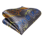 Men's gray paisley tie, silk material, stylish accessory for formal events
