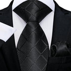 Men's black tie in textured fabric for formal occasions, how to tie men's tie