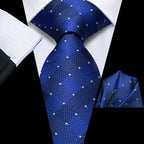 Men's blue patterned tie and pocket square for formal occasions