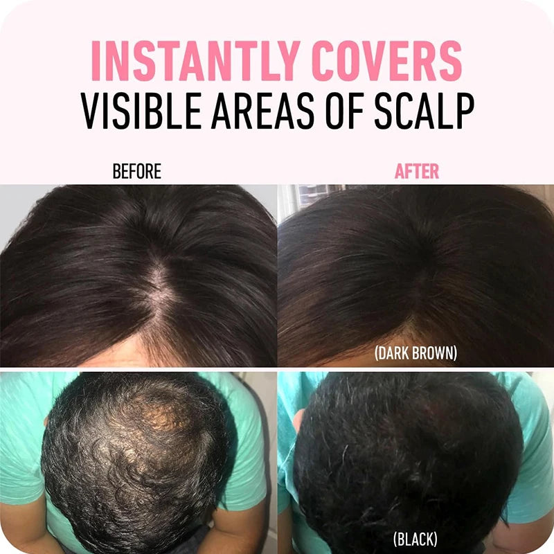 Hair line powder for thinning hair, dark brown and black shades for instant coverage