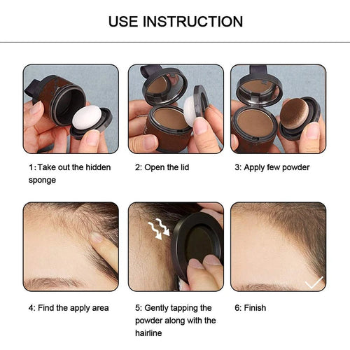 Hair line powder for thinning hair in compact with applicator sponge