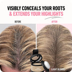 Light blonde hair line powder for thinning hair, conceals roots and highlights