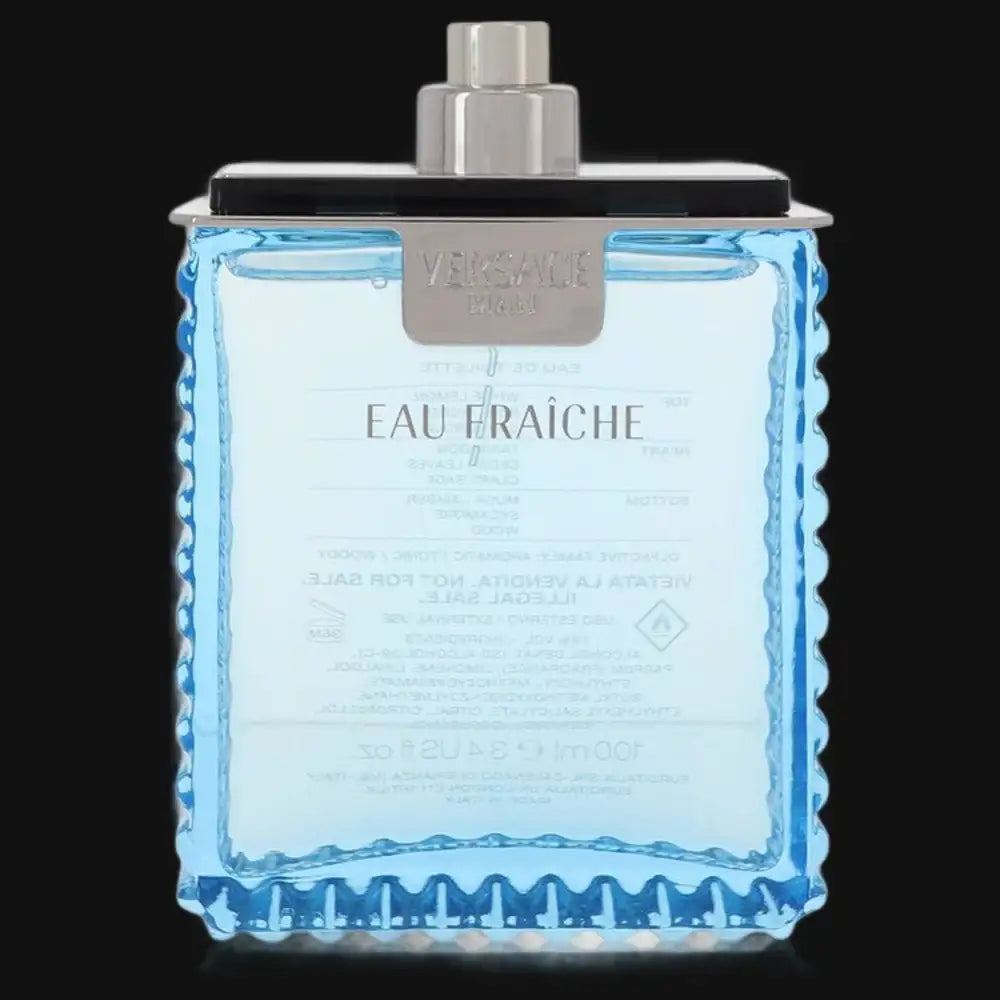 Gamer Scents Versace Man Eau Fraiche cologne in a sleek blue bottle for a refreshing scent