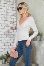 Andante USA Women's Versatile Jersey Top in Light Beige, Perfect for Casual and Dressy Looks