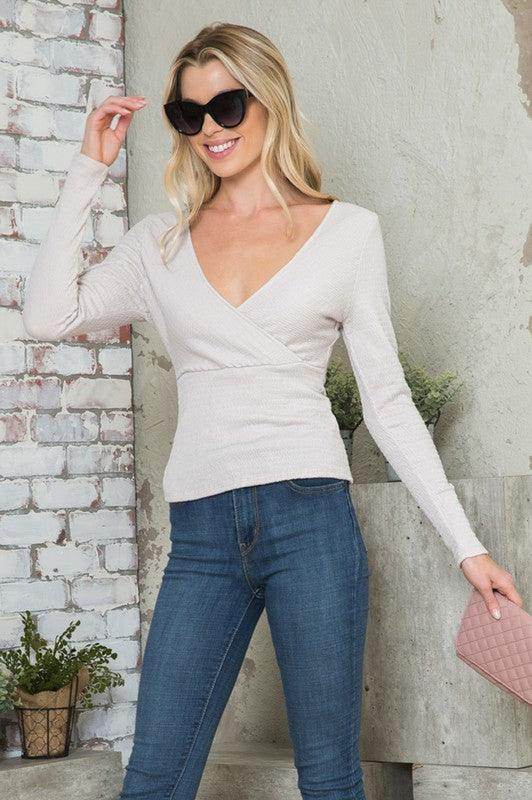 Andante USA Women's Versatile Jersey Top with V-Neck and Long Sleeves, Perfect for Casual Outings