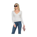 Andante USA Women's Versatile Jersey Top in Light Beige with V-Neck and Long Sleeves