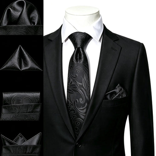 Black silk pocket square in elegant folds, illustrating how fold a pocket square