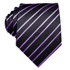 Black striped necktie, satin material, perfect for formal occasions