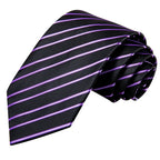 Black and purple striped necktie for formal occasions, necktie how to tie