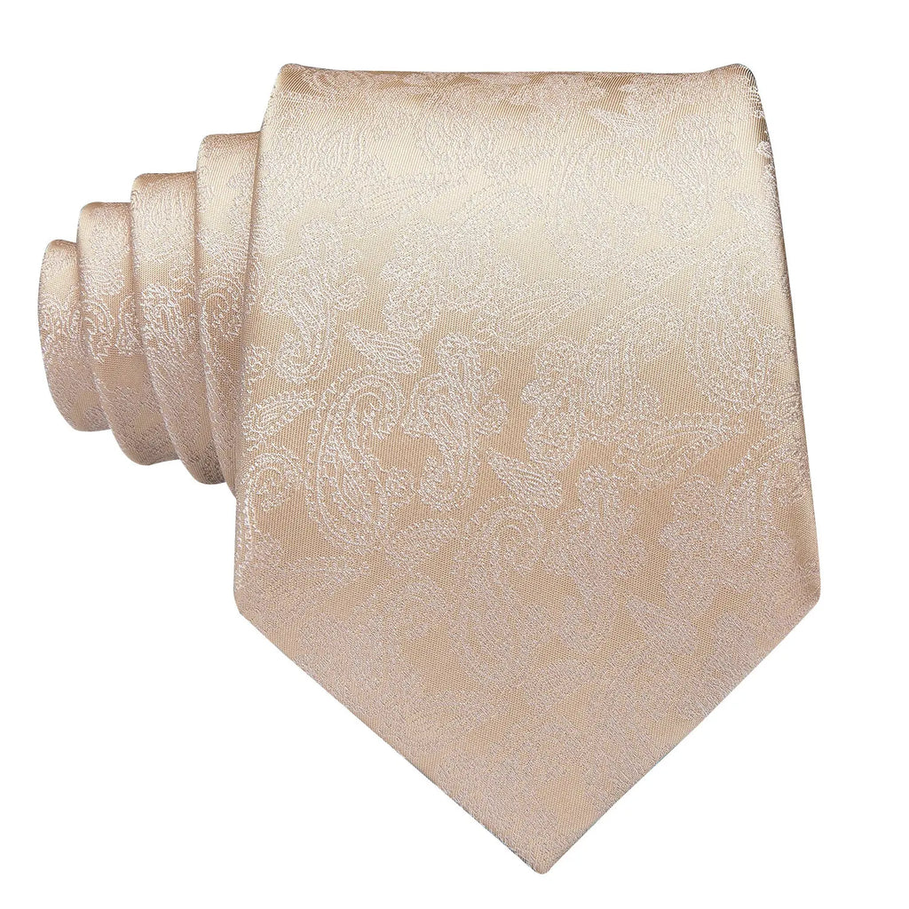 VacationGrabs gold colour tie with elegant paisley pattern for formal occasions