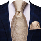 Men's gold colour tie with paisley pattern for formal occasions
