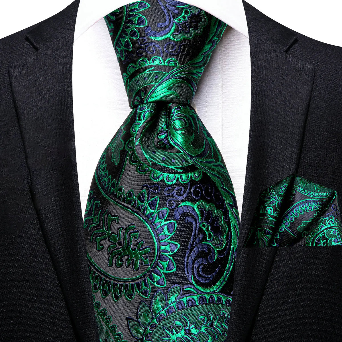 Men's green paisley pocket square, perfect for how fold a pocket square