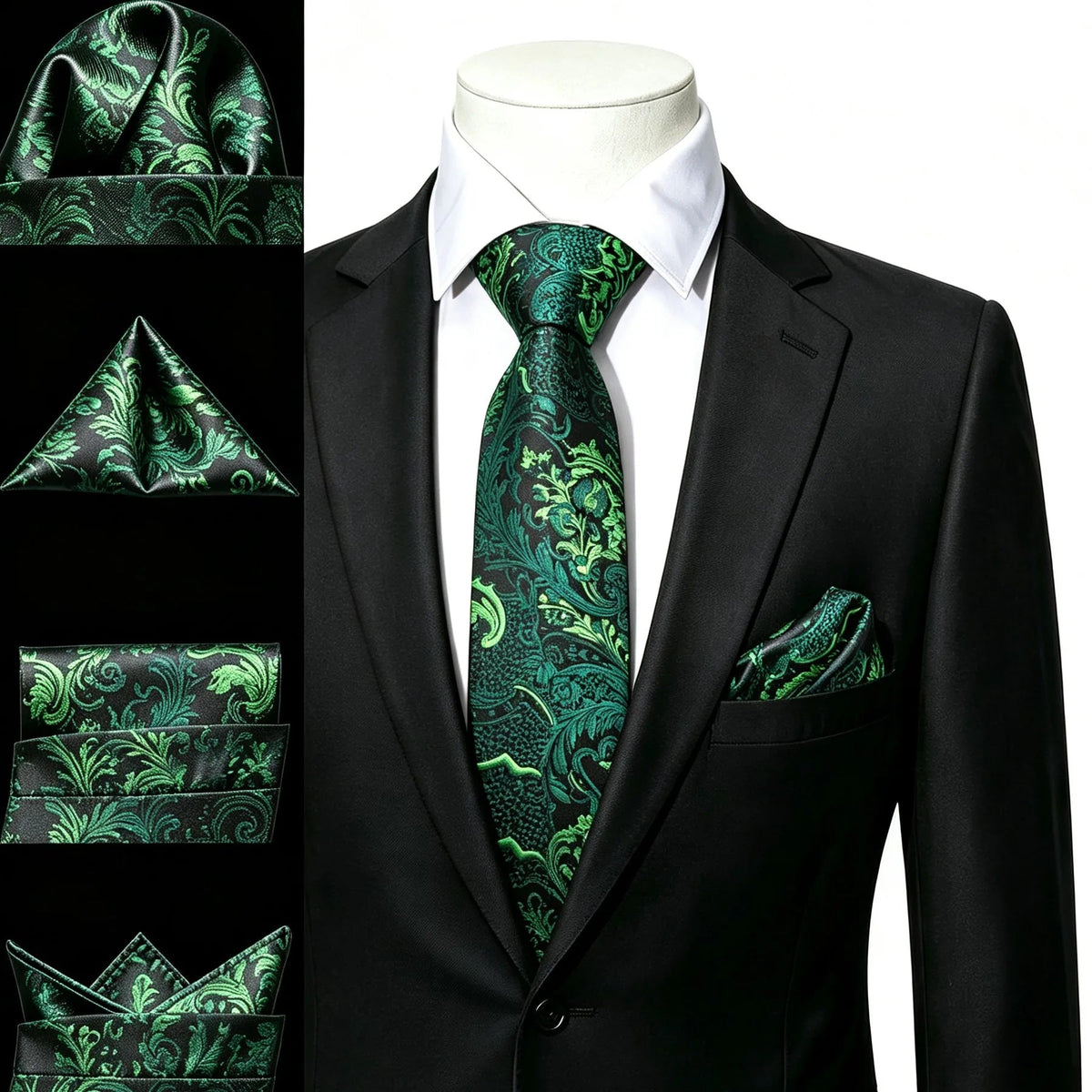 Verve Row green patterned tie and pocket square, learn how fold a pocket square