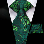 Green patterned tie from VacationGrabs, perfect for how fold a pocket square