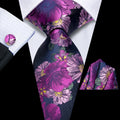 mens floral necktie in purple silk, perfect for formal occasions