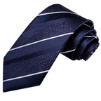 Navy striped necktie made of silk, ideal for formal events and how to tie
