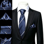 Men's blue silk necktie with fold styles, perfect for elegant occasions