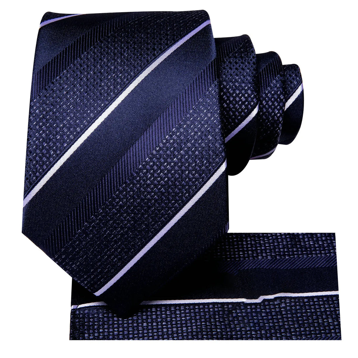 Navy striped necktie for formal events, perfect for learning necktie how to tie