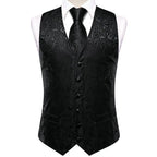 Black paisley waistcoat for mens, formal wear, elegant style