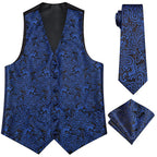 Royal blue paisley waistcoat for mens, ideal for formal occasions