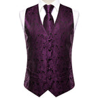 Men's purple paisley waistcoat for formal events and weddings