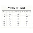 Men's waistcoat size chart for accurate fitting and style