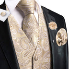 Men's gold vest and tie sets for men, elegant formal wear