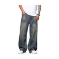 Mens Retro Vintage Blue Wide Leg Baggy Jeans Loose Denim Pants - VacationGrabs