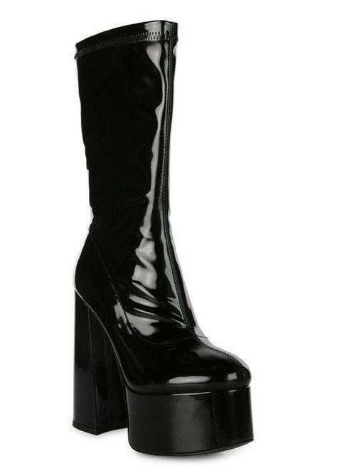 Women's Shoes - Boots Vinkele Patent Pu Platform Heeled Calf Boots