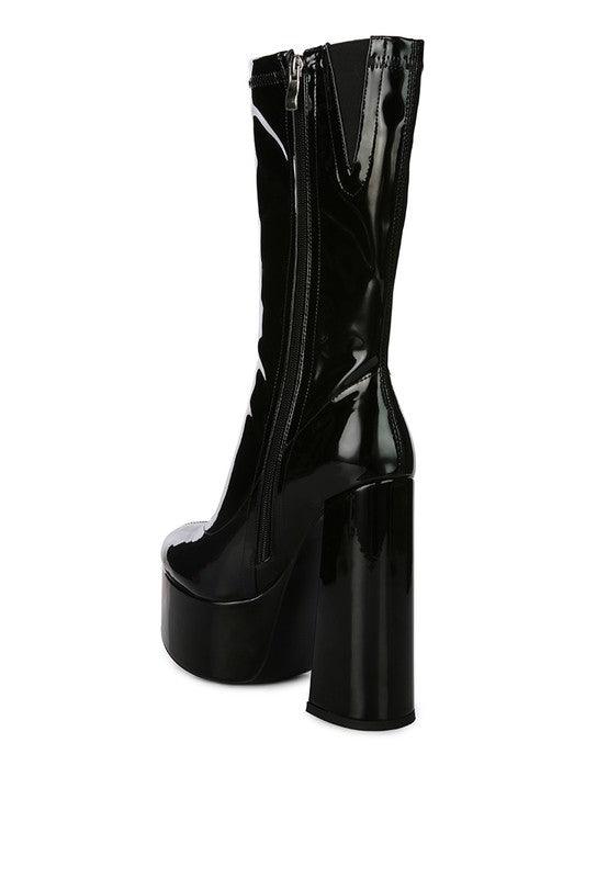 Women's Shoes - Boots Vinkele Patent Pu Platform Heeled Calf Boots