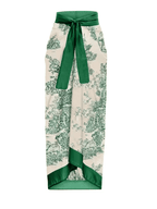 VacationGrabs Vintage Boho Swimsuit Set with Green and Cream Floral Print and Ties for a Stylish Look