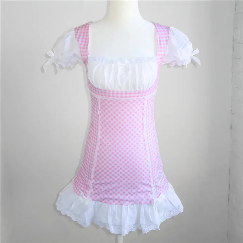 Women's pink vintage bridal dress with puffy sleeves for special occasions