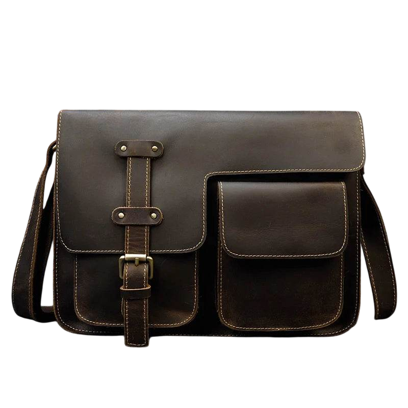 Vintage Crazy Horse Leather Men's Briefcase Laptop Messenger