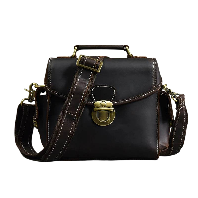 Vintage Crazy Horse Leather Messenger Bag for Men Crossbody