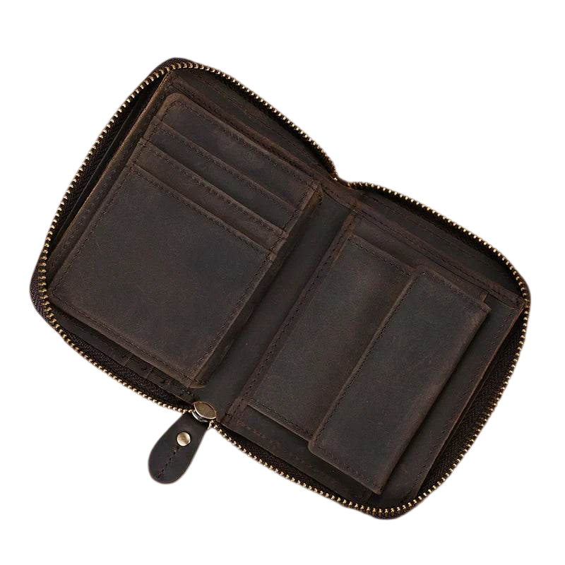 Vintage Fashion Card Holder Zipper Coin Purse Crazy Horse