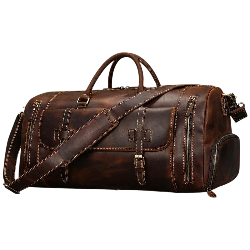 Vintage Fashion Leather Men’s Travel Duffel Bag Luggage