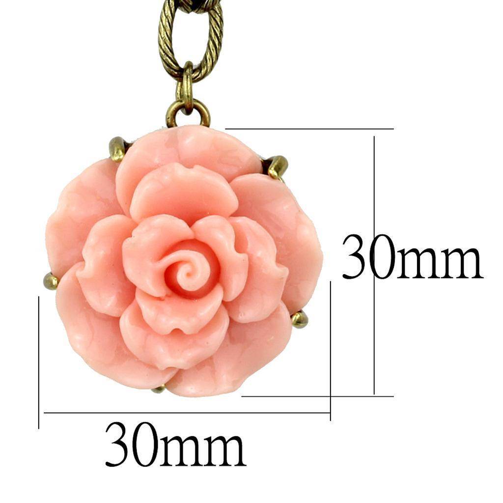 Vintage floral pendant jewelry in pink rose design with detailed craftsmanship and 30mm size