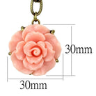 Vintage floral pendant jewelry in pink rose design with detailed craftsmanship and 30mm size