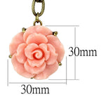Vintage floral pendant jewelry in pink rose design with detailed craftsmanship and 30mm size
