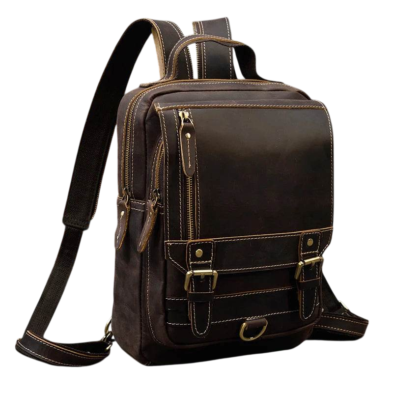 Vintage Genuine Leather Single Shoulder Chest Bag for Men