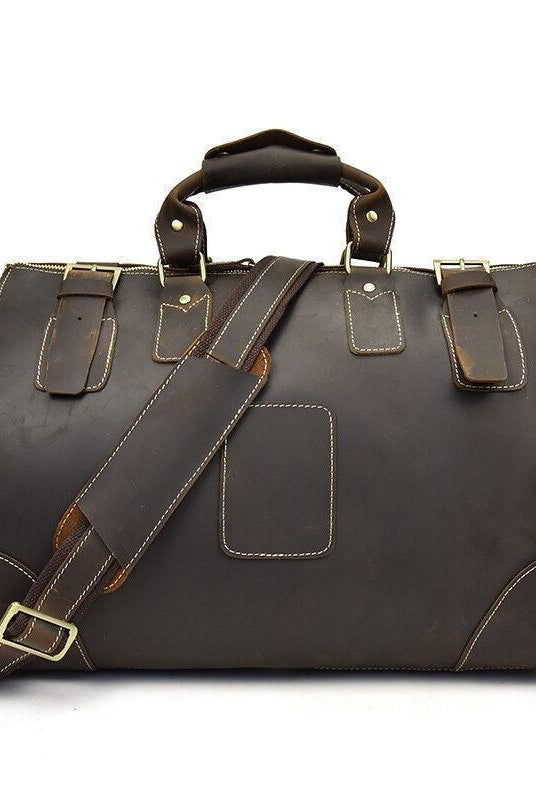 Luggage & Bags - Duffel Vintage Genuine Leather Travel Bag Tote Bag Weekender Duffel Bag