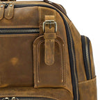 VacationGrabs vintage leather backpack with multiple zippered compartments and durable straps