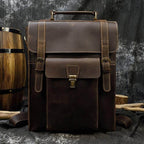 Vintage leather backpack from VacationGrabs with sturdy straps and classic design, ideal for travel