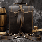 Vintage leather backpack from VacationGrabs featuring a sleek design and durable straps