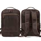 Vintage leather backpack from VacationGrabs featuring multiple compartments and durable straps for travel