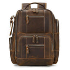 Vintage leather backpack from VacationGrabs with multiple zippered compartments and sturdy design