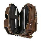 Vintage leather backpack with spacious compartments for laptops and other essentials