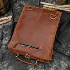 Vintage leather backpack with a sleek design and functional zipper detail for stylish travel