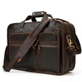 Vintage leather briefcase with multiple pockets and an adjustable shoulder strap for professionals