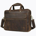 Vintage leather briefcase with multiple compartments and a comfortable shoulder strap